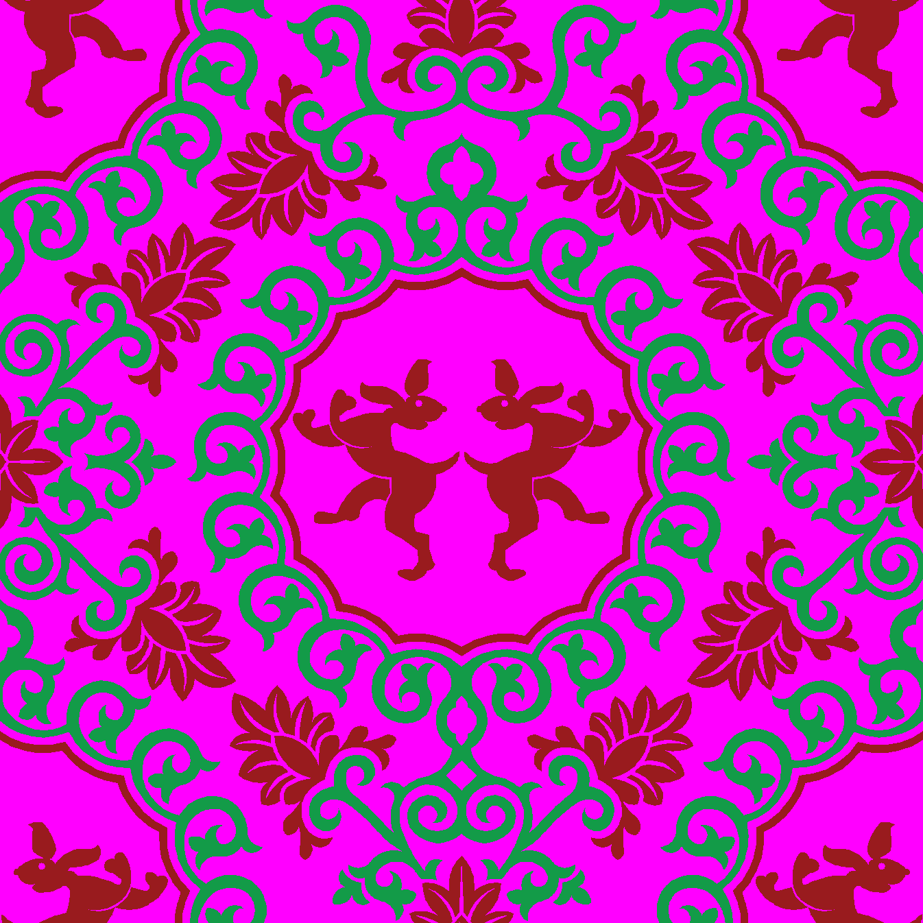 Arabesque Rabbits Pink Multi- Fabric