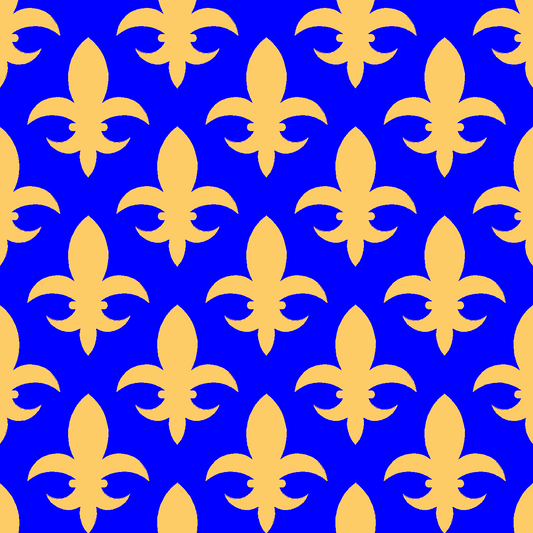 Fleur de Lis Blue and Gold Fabric