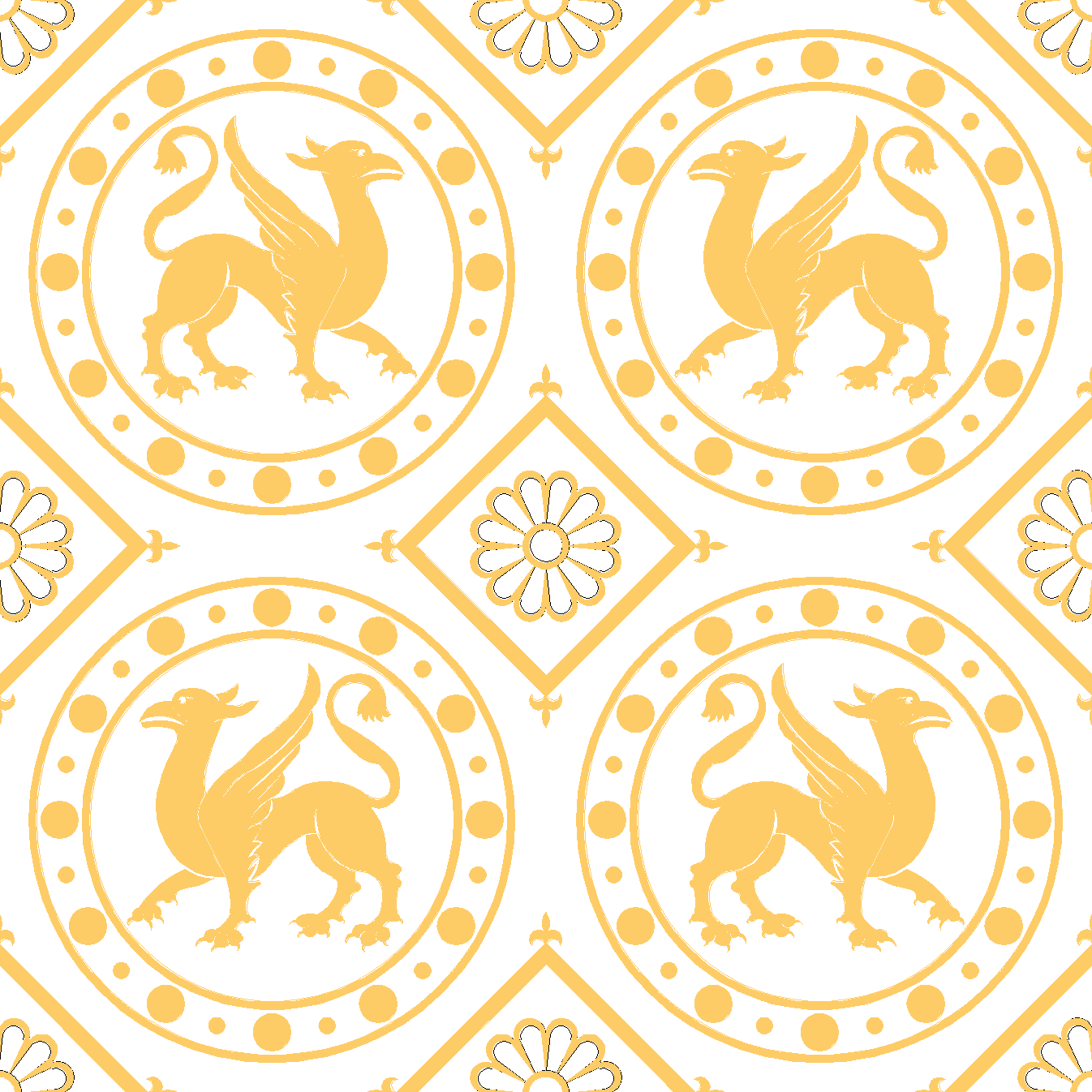 Griffin White and Gold Fabric