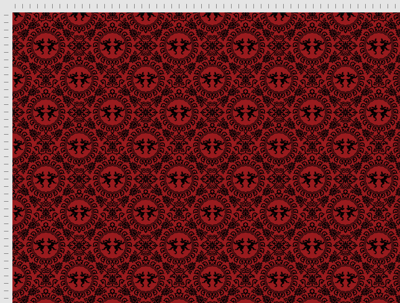 Arabesque Rabbits Red Black Fabric